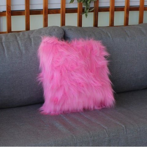 Capa Almofada Premium Pelúcia Pelo Alto 40x40cm: Pink