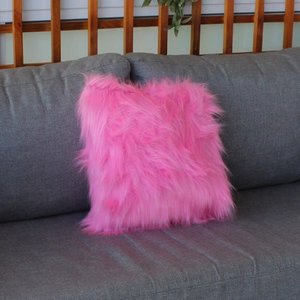 Capa Almofada Premium Pelúcia Pelo Alto 40x40cm: Pink