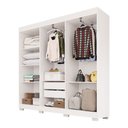Ver imagem 3 de Guarda-Roupa Casal Malta 6 Portas 2 Gavetas com Espelho e Pés Branco - Pnr Móveis