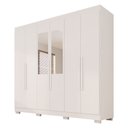 Ver imagem 2 de Guarda-Roupa Casal Malta 6 Portas 2 Gavetas com Espelho e Pés Branco - Pnr Móveis