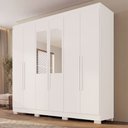 Ver imagem 1 de Guarda-Roupa Casal Malta 6 Portas 2 Gavetas com Espelho e Pés Branco - Pnr Móveis