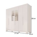 Ver imagem 4 de Guarda-Roupa Casal Malta 6 Portas 2 Gavetas com Espelho e Pés Branco - Pnr Móveis