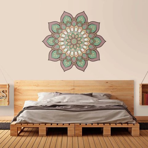 Adesivo de Parede New Mandala 20 Arte Destaque 0,75 X 0,75 Metros