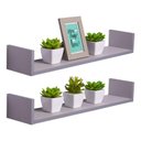 Ver imagem 1 de Kit 2 Prateleiras U 80 X 10cm Cinza Claro Suporte Invisível