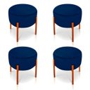 Ver imagem 1 de Kit 4 Puffs Iron Suede Azul Marinho Base Metálica Cobre