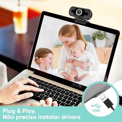 Webcam Full HD 1080P Câmera USB Live Stream Alta Resolução - Preto - 5