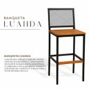 Ver imagem 4 de Banqueta Alta com Encosto Aço Preto e Assento Madeira Demolição para Cozinha, Ilha ou Área Gourmet