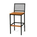 Ver imagem 5 de Banqueta Alta com Encosto Aço Preto e Assento Madeira Demolição para Cozinha, Ilha ou Área Gourmet