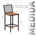 Ver imagem 2 de Banqueta Alta com Encosto Aço Preto e Assento Madeira Demolição para Cozinha, Ilha ou Área Gourmet