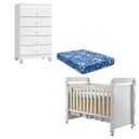 Ver imagem 1 de Berço Americano Mirelle com Colchão e Cômoda Gaveteiro Ternura Baby Branco Brilho - Incorplac