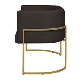 Namoradeira 2 Lugares Decorativa Luana Base Gold Veludo Marrom - Montanaris Decor Md Montanaris Deco - 3