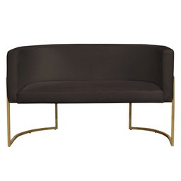 Namoradeira 2 Lugares Decorativa Luana Base Gold Veludo Marrom - Montanaris Decor Md Montanaris Deco - 1