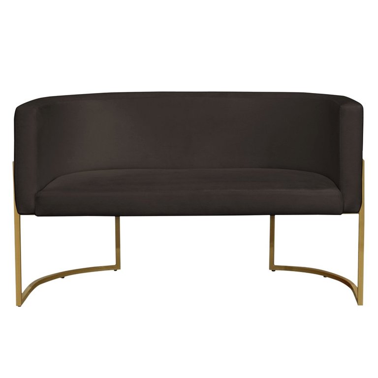 Namoradeira 2 Lugares Decorativa Luana Base Gold Veludo Marrom - Montanaris Decor Md Montanaris Deco