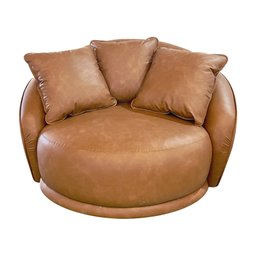 Poltrona Giratória 122cm Mercy Courino Caramelo - Sallar Home - 1