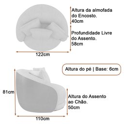 Poltrona Giratória 122cm Mercy Courino Caramelo - Sallar Home - 3