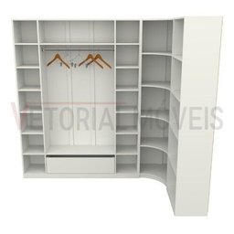 Closet Modulado Armário Colmeia Cabideiro M48 100% Mdf - Branco - 3