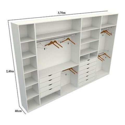 Kit Closet Armário Colmeia Roupeiro Cabideiro M58 100% Mdf - Branco