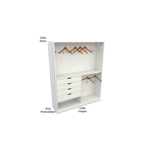 Armário Arara Gaveta Milena 100% Mdf (closet Lojas Sapato)