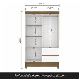 Guarda Roupa Solteiro Bruna 4 Portas Boreal/ Branco - Moveis Arapongas Boreal/branco - 5