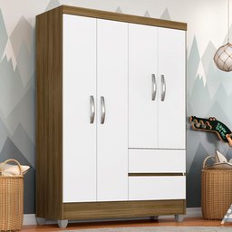 Guarda Roupa Solteiro Bruna 4 Portas Boreal/ Branco - Moveis Arapongas Boreal/branco - 1