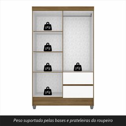 Guarda Roupa Solteiro Bruna 4 Portas Boreal/ Branco - Moveis Arapongas Boreal/branco - 6