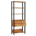 Ver imagem 3 de Estante Multiuso Componível 73,5cm 5 Prateleiras 2 Gavetas E91 Pradel Móveis-freijó/preto Fosco