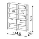 Ver imagem 5 de Kit com 2 Estantes Multiuso 1,44m Prateleiras Porta Gavetas E92 Pradel Móveis-freijó/preto Fosco