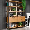 Ver imagem 1 de Kit com 2 Estantes Multiuso 1,44m Prateleiras Porta Gavetas E92 Pradel Móveis-freijó/preto Fosco