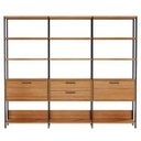 Ver imagem 2 de Kit com 3 Estantes Multiuso 2,16m Prateleiras Porta Gavetas E93 Pradel Móveis-freijó/preto Fosco