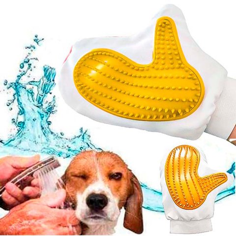 Luva Pente Massageadora e Removedor Tira Pelos Pet Shop Cães Animais para Escovar Cachorros e Gatos