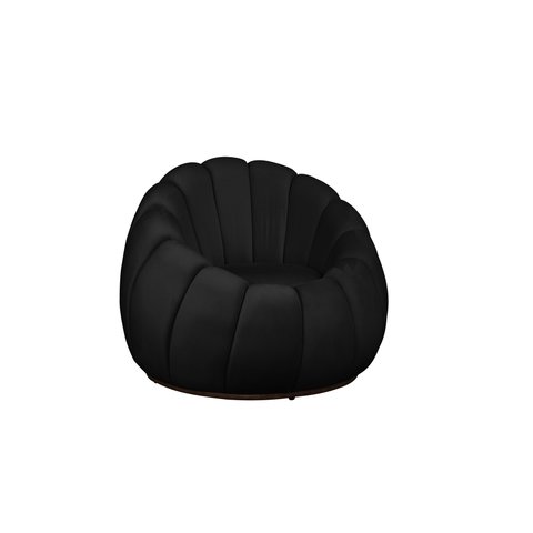Poltrona Decorativa Base Giratória Concha Veludo Preto