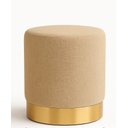 Ver imagem 2 de Kit Puff com Rodape Dourado Bege Linho