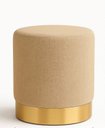 Ver imagem 2 de Kit Puff com Rodape Dourado Bege Linho