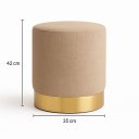 Ver imagem 3 de Kit Puff com Rodape Dourado Bege Linho