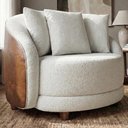 Ver imagem 2 de Poltrona Decorativa Maya Pes Madeira Boucle e Courino Tce 1010 Tcs 727 Moll