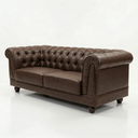 Ver imagem 1 de Sofá Chesterfield 2 Lugares 190cm Courino Premium Retrô Luxo Capitóné Sala Estar Recepção Escritório
