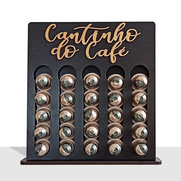 Porta Cápsulas Café Nespresso Tamanho Pequeno 29x26 Cantinho Café Preto 25 Capsulas - 1