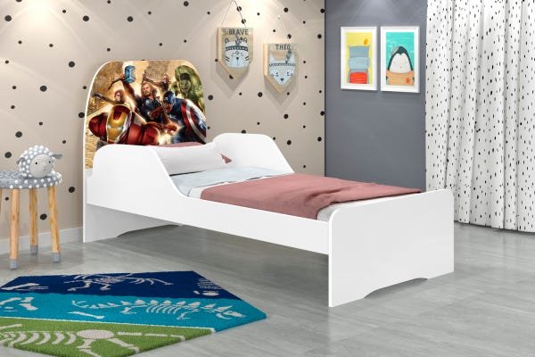 Cama Juvenil Personagens Desenho Branca - LV MÓVEIS:Vingadores - 1