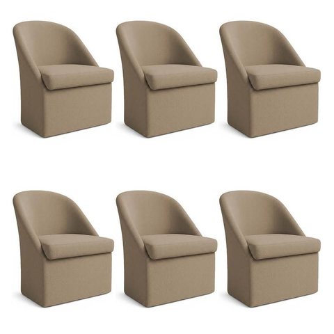 Kit 6 Poltronas Decorativas Malli Boucle - Pallazio Cor:Capuccino