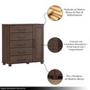 Ver imagem 3 de Cômoda Decorativa Madeira Maciça Naipe 5 Gavetas Café - G74 - Gran Belo