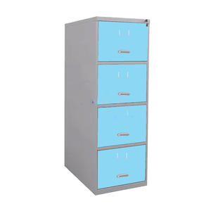 Gaveteiro Arquivo De Aço 4 Gavetas P/ Pasta Suspensa C/ Chave Azul Claro
