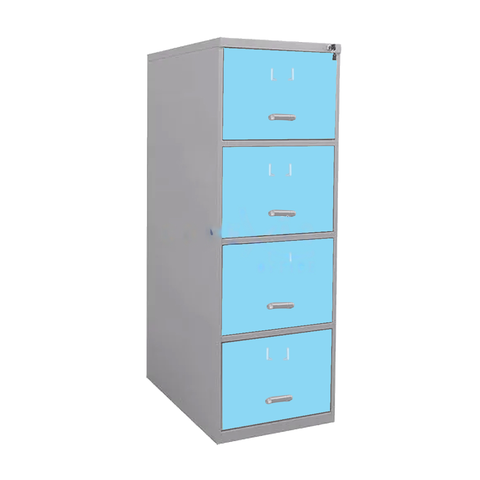 Gaveteiro Arquivo De Aço 4 Gavetas P/ Pasta Suspensa C/ Chave Azul Claro