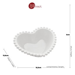 Conjunto 2 Bowls Porcelana Coração Beads Branco 15x13x5cm - 3