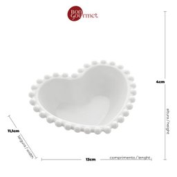 Conjunto 4 Bowls Porcelana Coração Beads Branco 13x11x4cm - 3