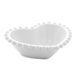 Conjunto 4 Bowls Porcelana Coração Beads Branco 13x11x4cm - 1