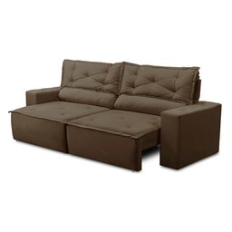 Sofá Retrátil e Reclinável 2 lugares com Molas 1,50m Livia Suede Marrom Adonai Estofados - 6