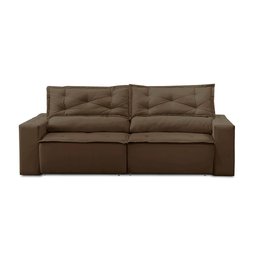 Sofá Retrátil e Reclinável 2 lugares com Molas 1,50m Livia Suede Marrom Adonai Estofados - 4