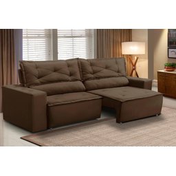 Sofá Retrátil e Reclinável 2 lugares com Molas 1,50m Livia Suede Marrom Adonai Estofados - 1