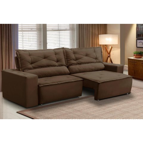 Sofá Retrátil e Reclinável 2 lugares com Molas 1,50m Livia Suede Marrom Adonai Estofados