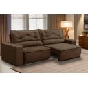 Ver imagem 1 de Sofá Retrátil e Reclinável 2 lugares com Molas 1,50m Livia Suede Marrom Adonai Estofados